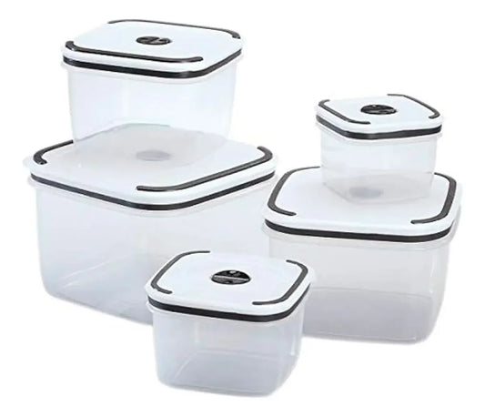 Kit 5 Potes Herméticos Empilháveis